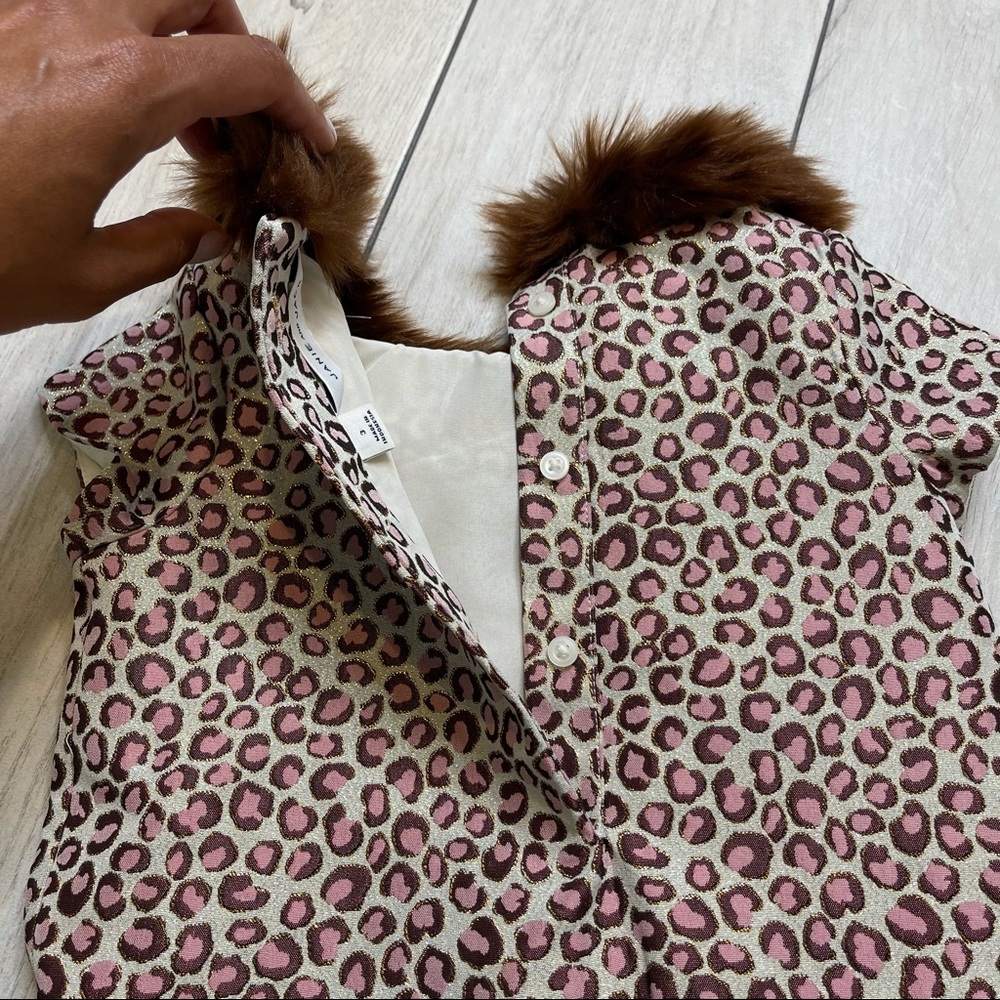 Janie & Jack Leopard Print Fur Collar Dress - Picture 4 of 6